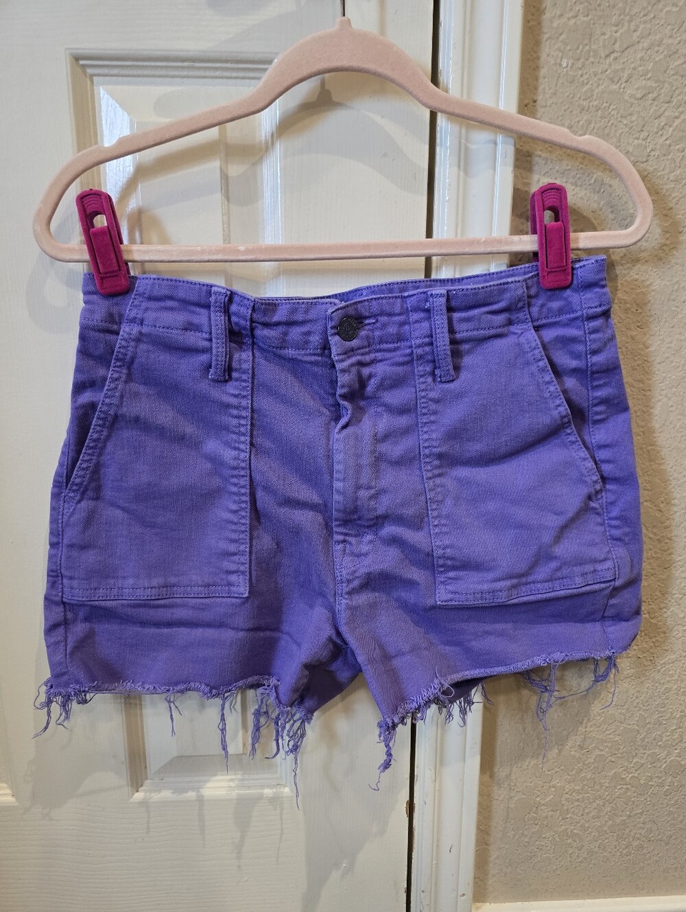 Mother The Shaker Ultra High Rise Denim Shorts Purple Size 30